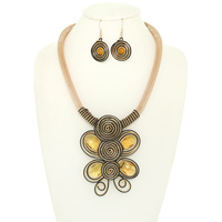 WIRE FLOWER CRYSTAL NECKLACE SET